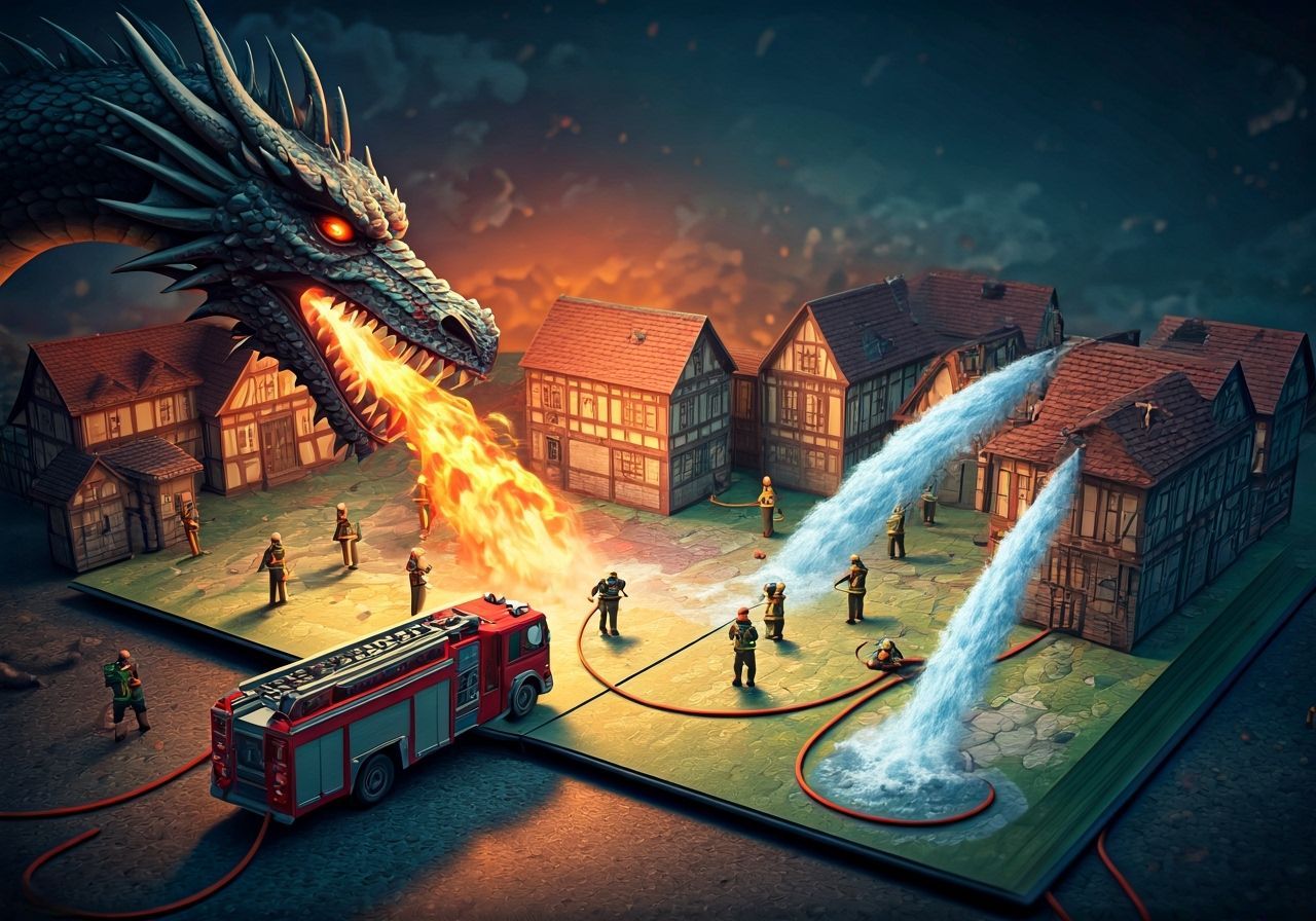 Dragon's Fire Threatens Miniature Village Map