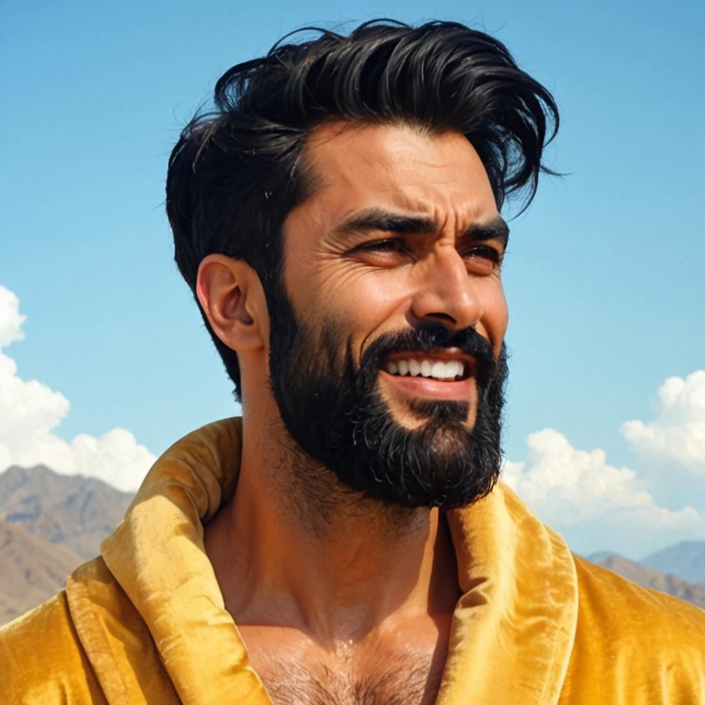 Bearded Man in Golden Robe, Impressionist Portrait