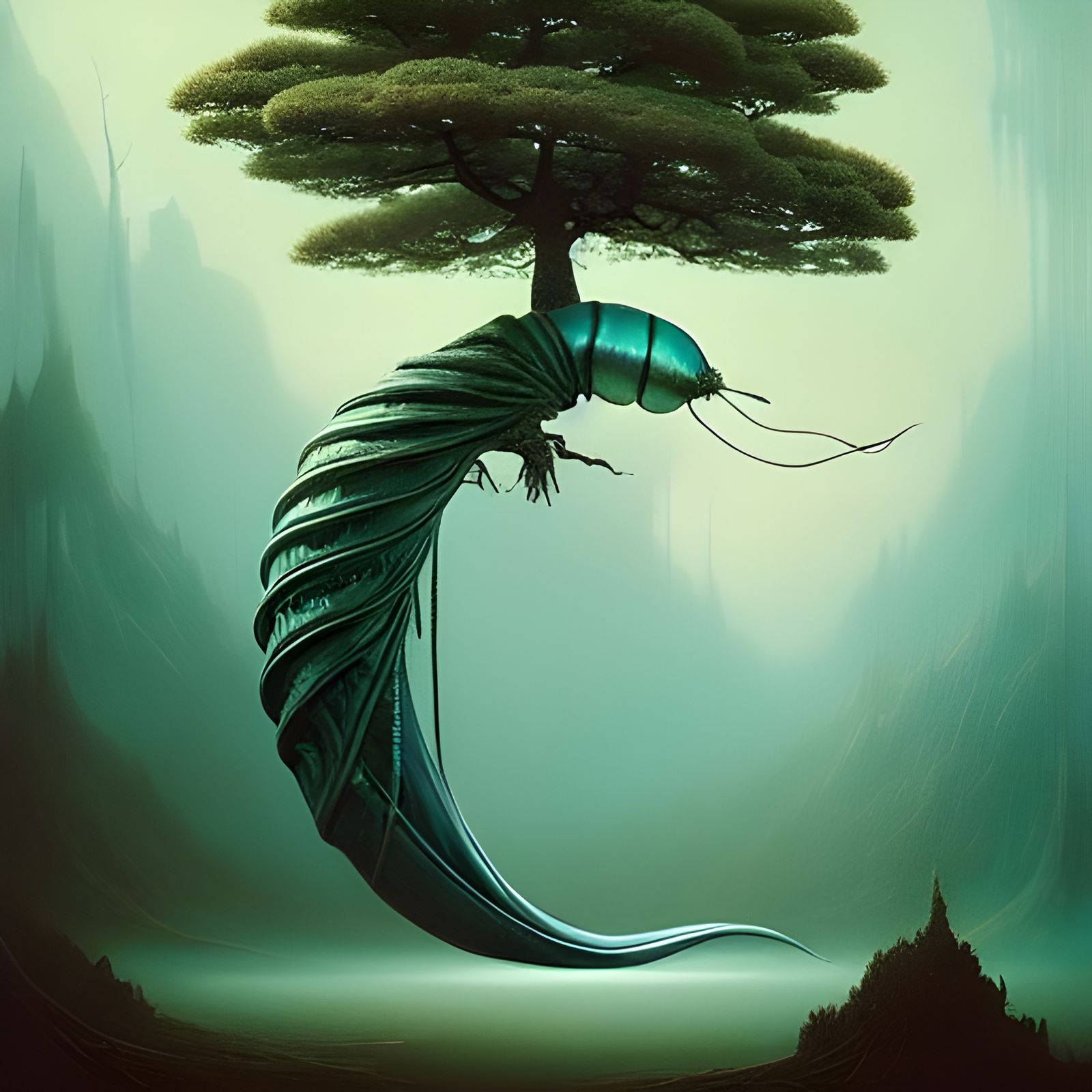 A giant beautiful teal chrysalis