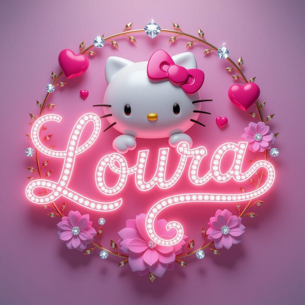 Loura in Hello Kitty Font with Floral Details