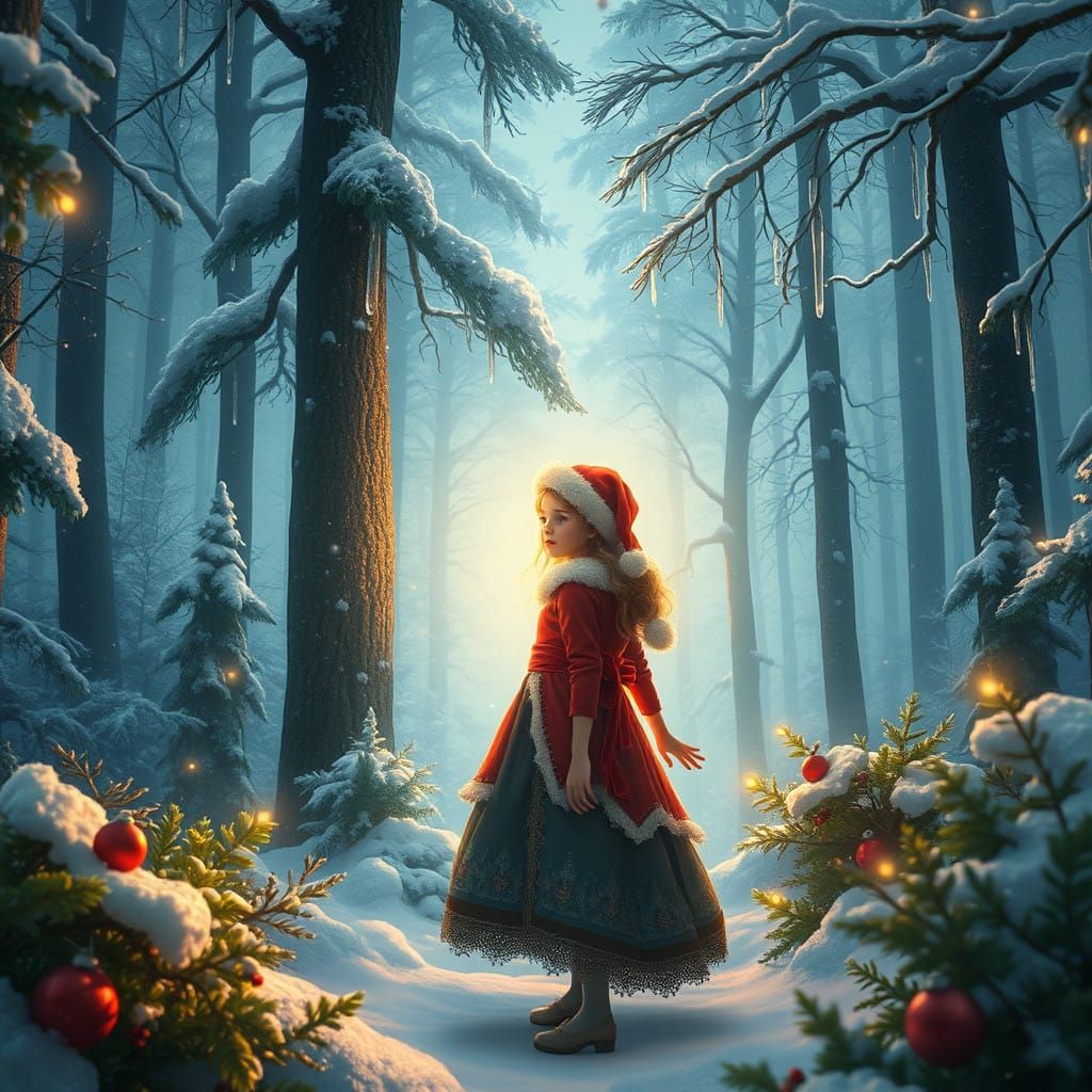 Whimsical Christmas Fantasy Scene in Matte Painting Style
