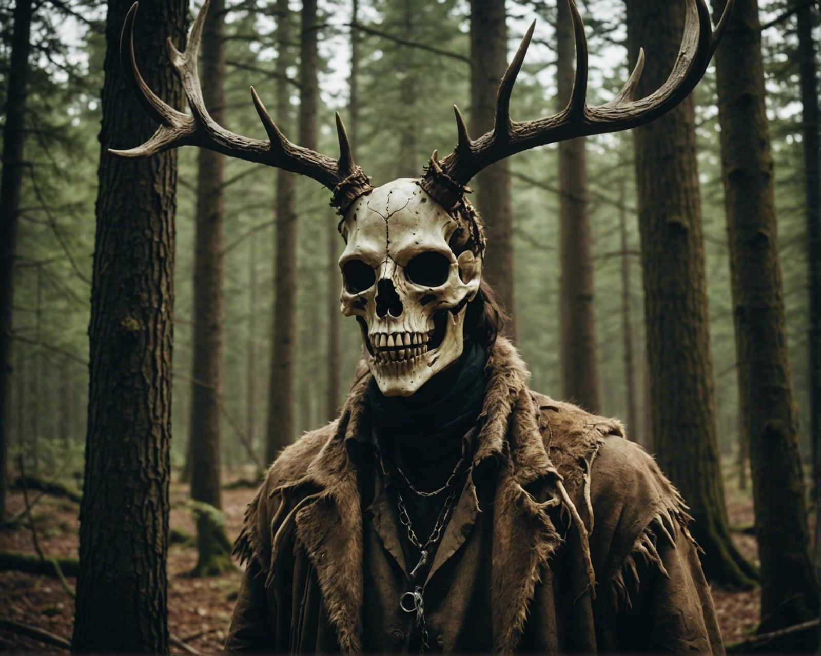 Eerie Wendigo Creature in a Dark Forest