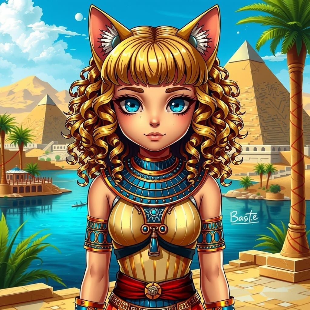 Anime Bastet: Egyptian Girl with Cat Ears