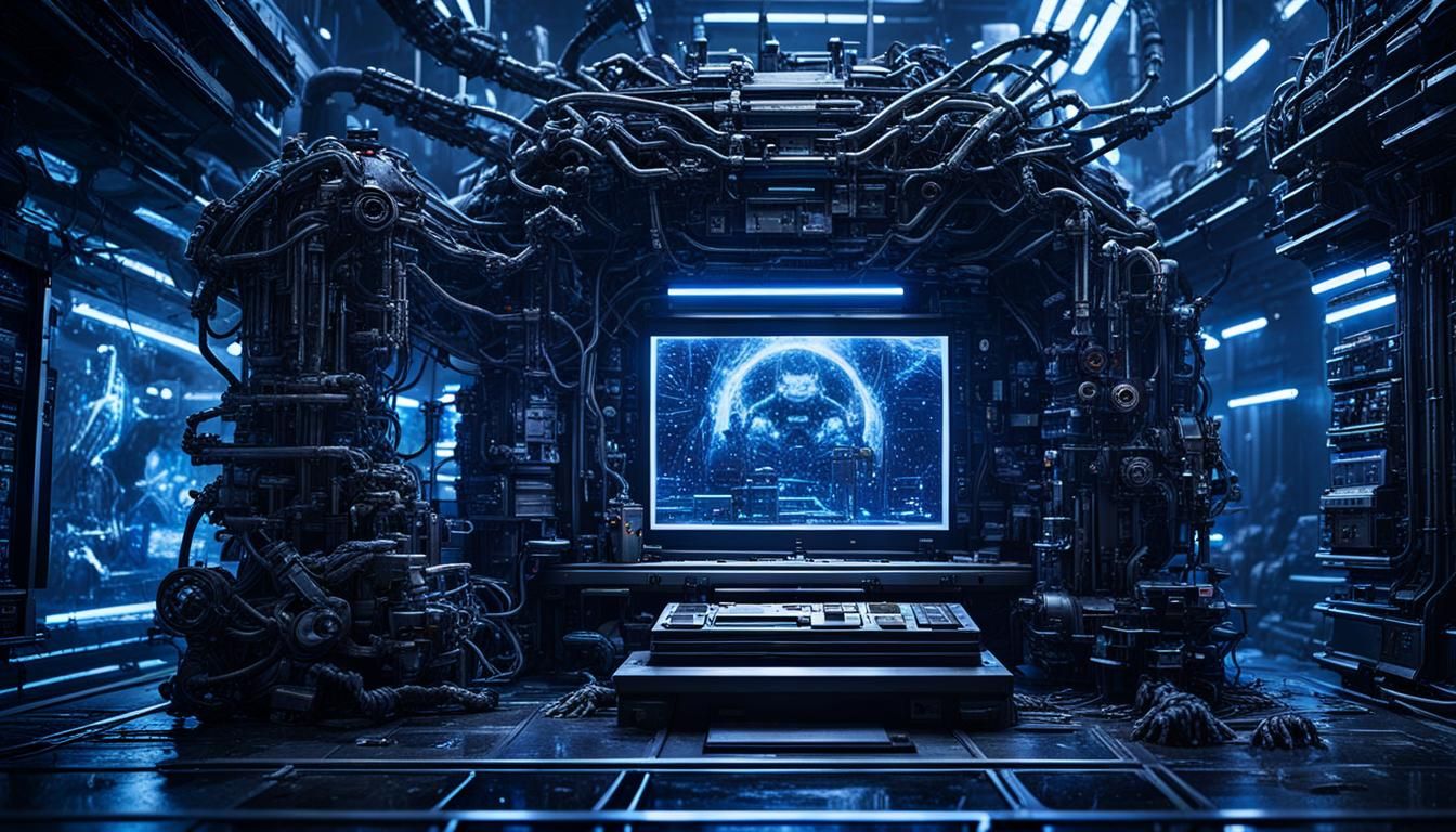 Bio-Mechanical Architecture with Glowing Xenomorph Textures