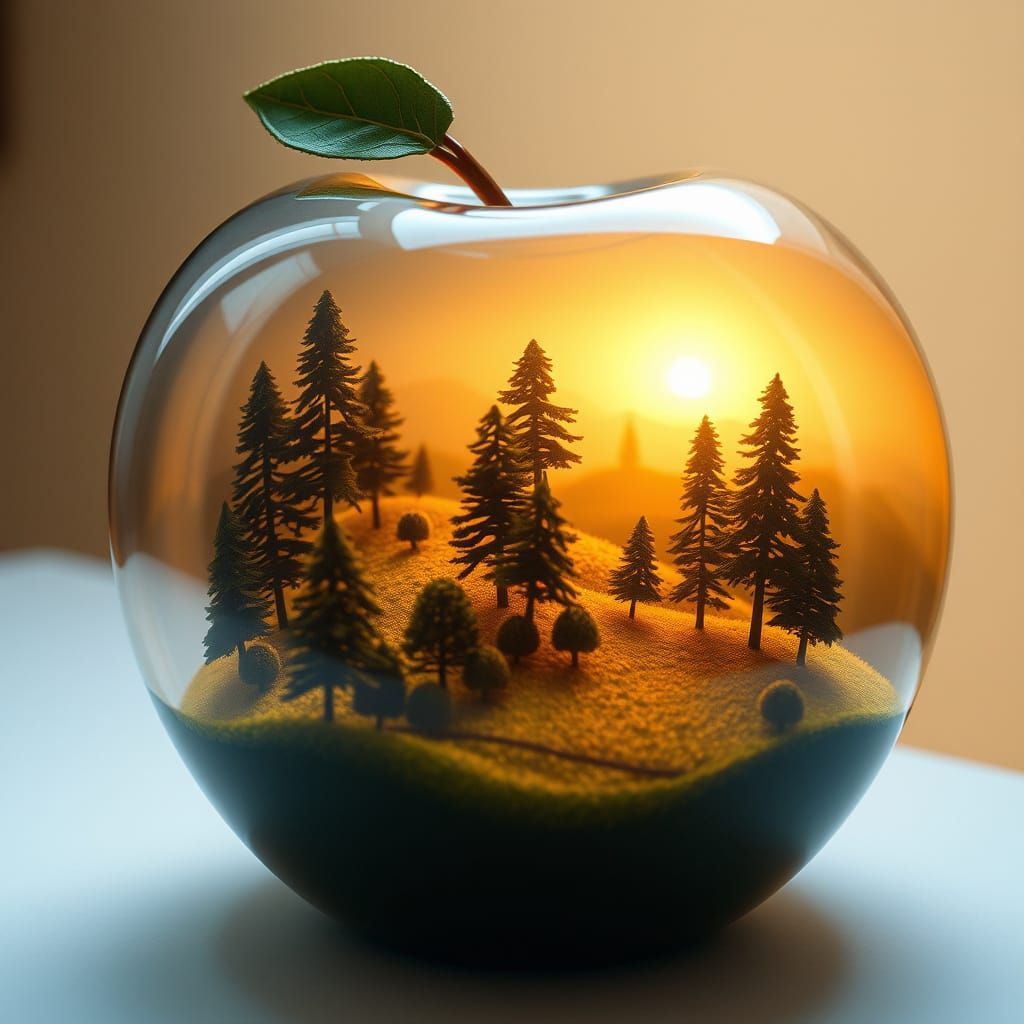 Dreamlike Glass Apple Landscape