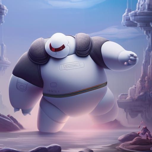 Detailed Baymax Robot Concept Art in Deep Color