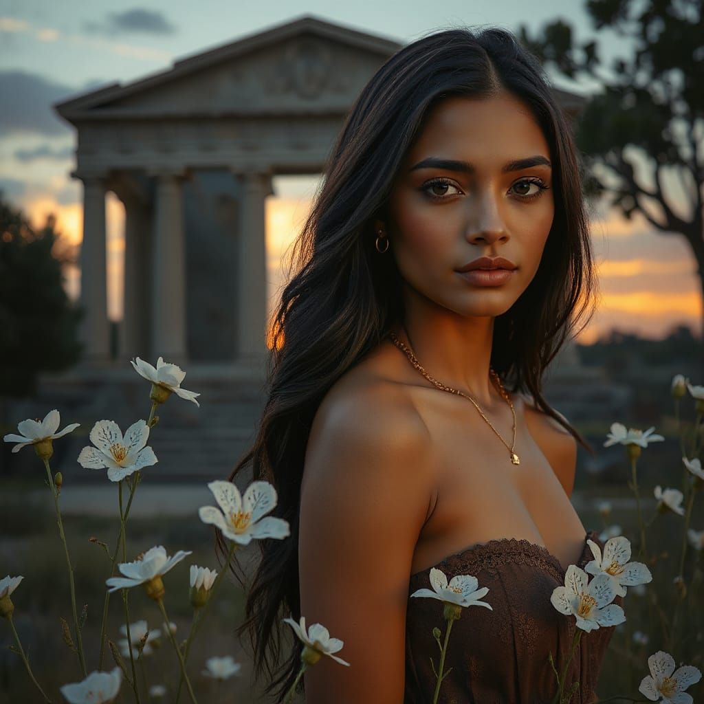 Twilight Temple: Dominican Woman in Hyperrealism