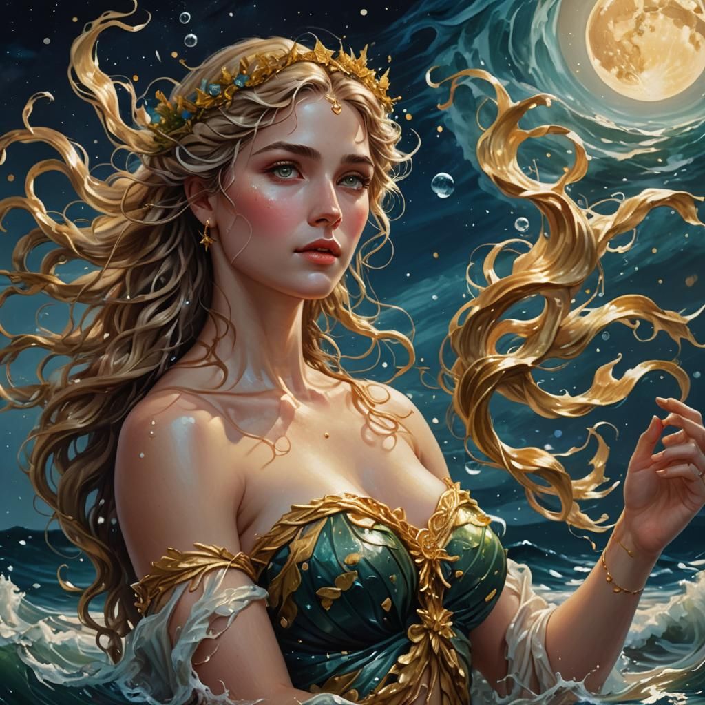 Aphrodite Rising: A Hyper-Realistic Fantasy Oil Painting