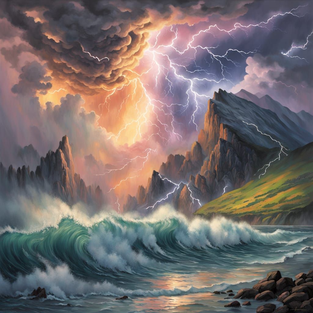 Ocean storm and quiet lake