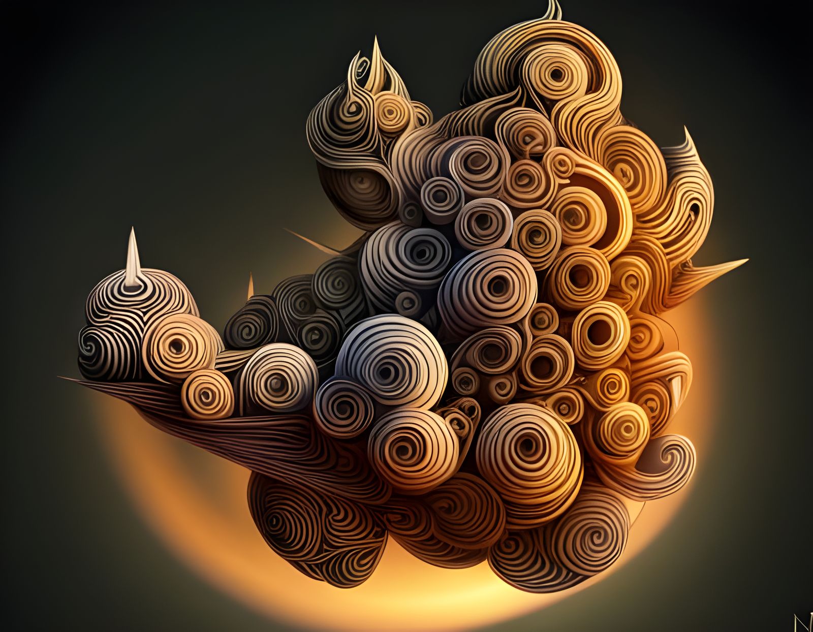 Abstract 3D Fractal Art with Zentangle Elements