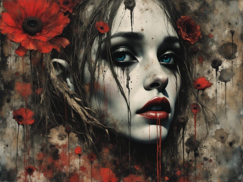 Female Figure of Rage in Watercolor and Alcohol Ink