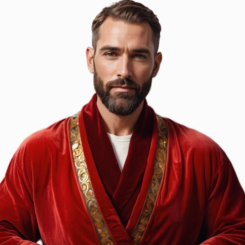 Art Nouveau Portrait of Man on Throne in Stained Glass