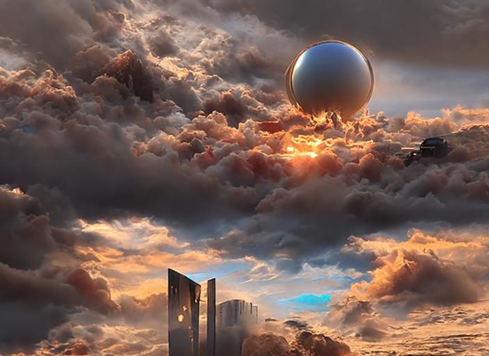 Dystopian Future at Sunset: A Dramatic Fantasy Render