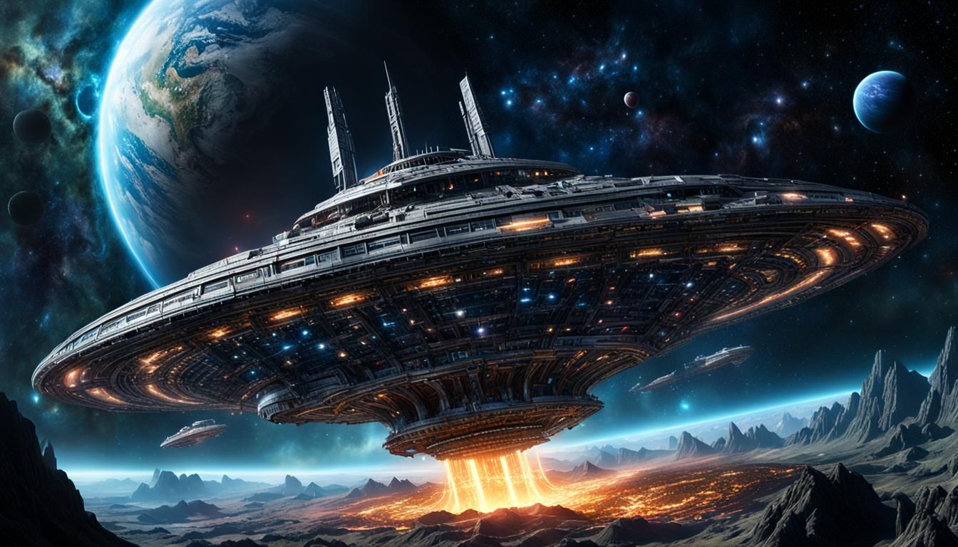 Planet Eater and Starship Harvester in Galaxy