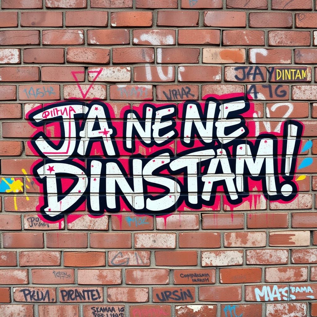 Rebellious Graffiti on Urban Brick Wall