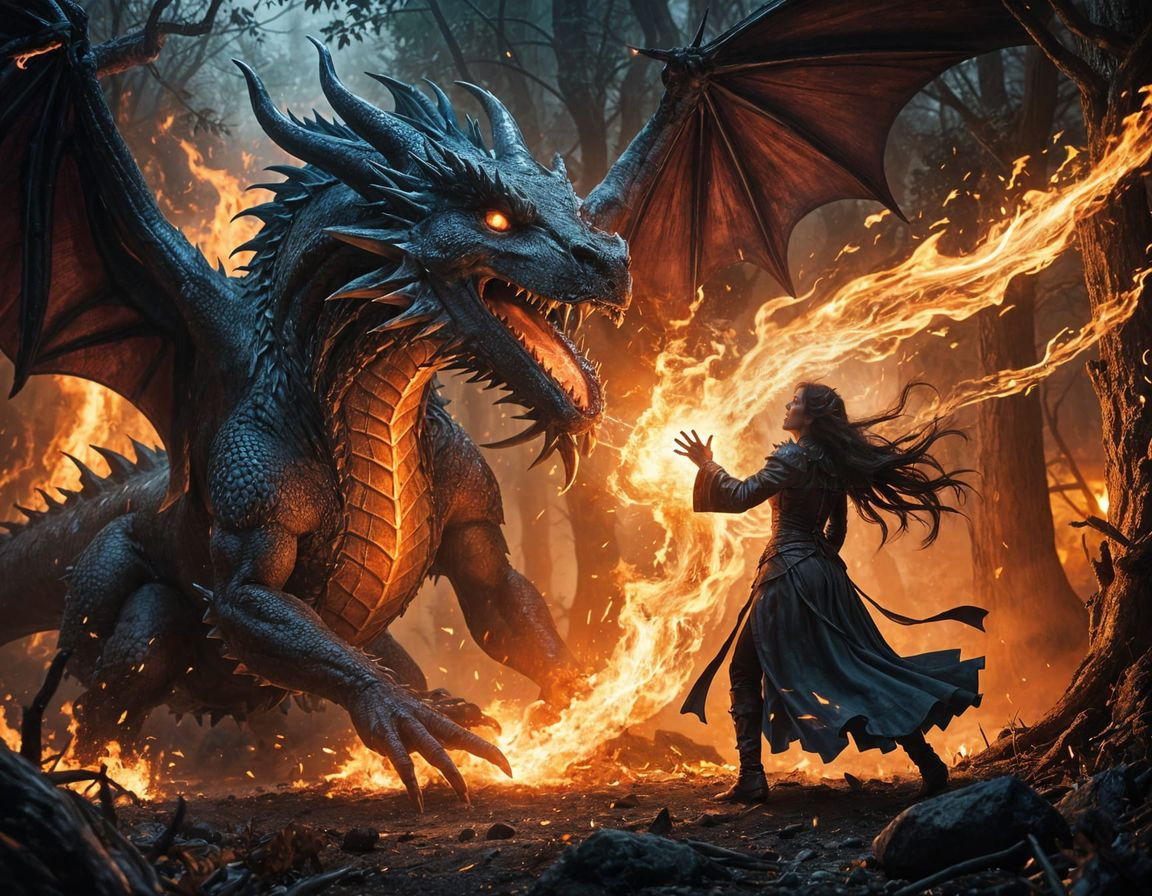 Epic Battle Between Dragon and Sorceress in Hyperrealistic S...