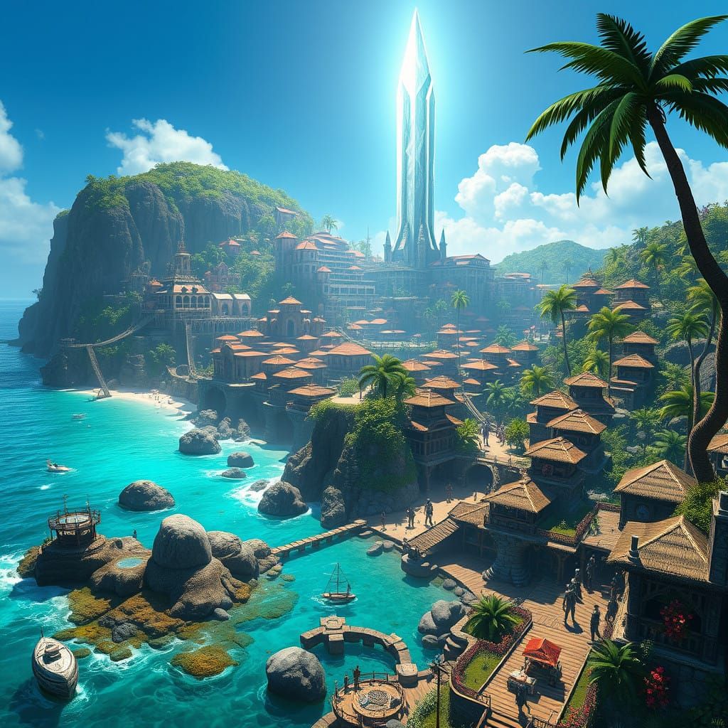 Vibrant Tropical Metropolis on Solstheim's Southern Coast