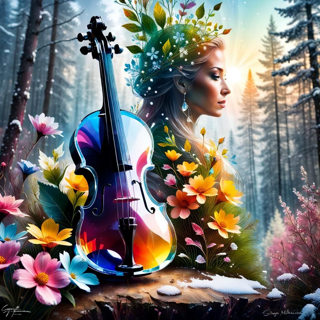 Crystal Woman in Snowy Forest, Psychedelic Cinematography