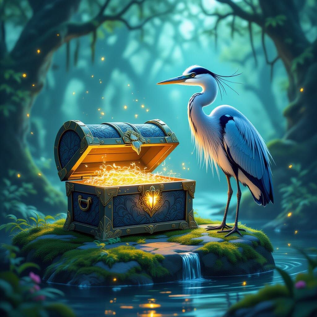 Mystical Treasure Chest in Enchanted Forest