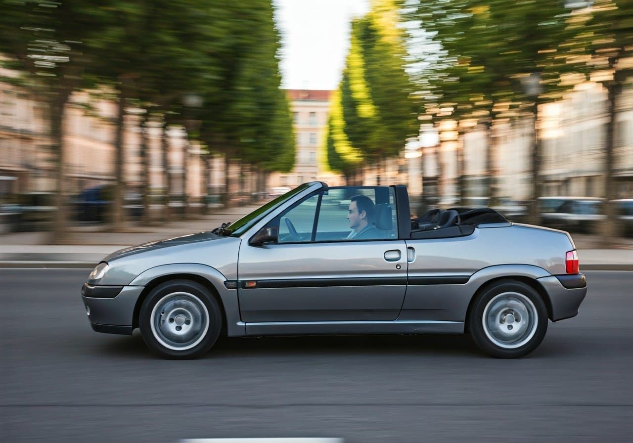 Luxurious Grey Citroën Saxo Convertible Cruising Down Grand ...