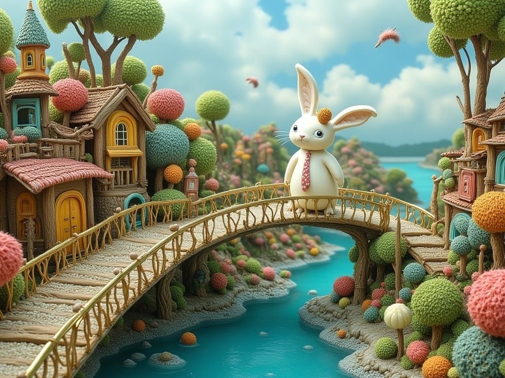 Surreal Coffee Bunny in a Colorful Fingerpunk Land
