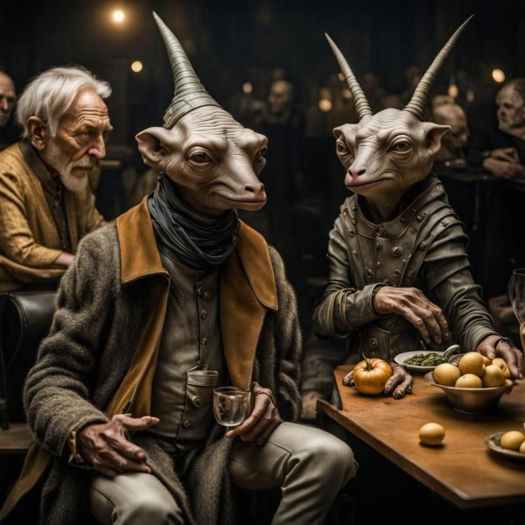 Surreal Alien Restaurant Celebration in Digital Art