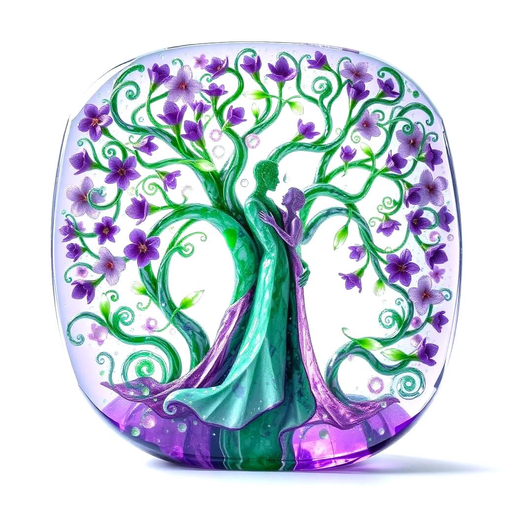 Glass-Square – Baum des Lebens – Yin und Yang ist eins - Ganzheit, Osho Zen Tarot – in Troubadour – ein Liebes-Glücks-Br...
