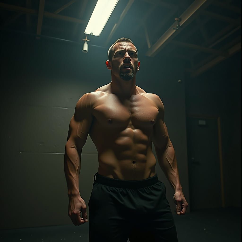 Intense Workout: Cinematic Portrait of Athlete