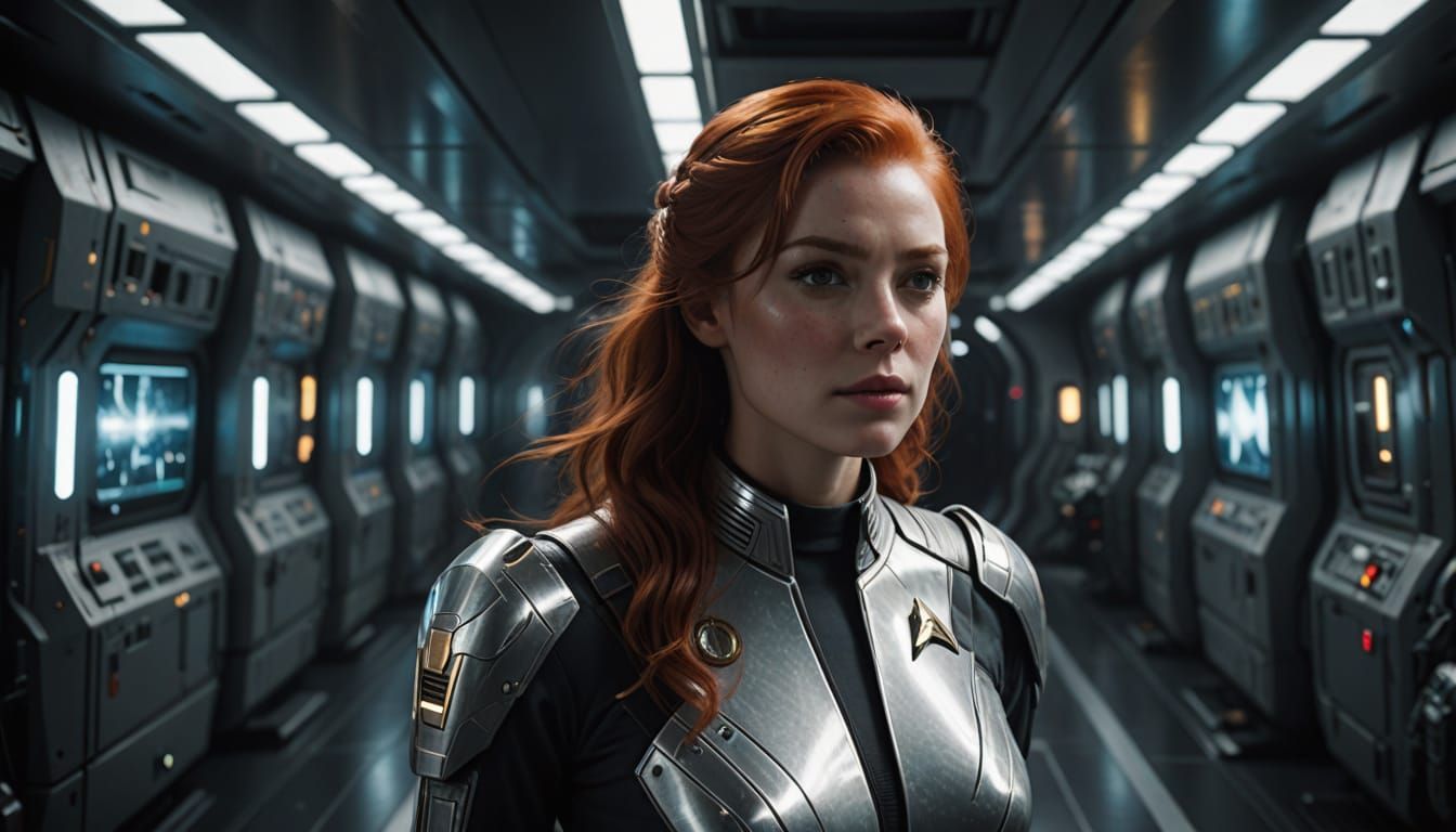 Redhead Starfleet Officer in Immaculate Uniform