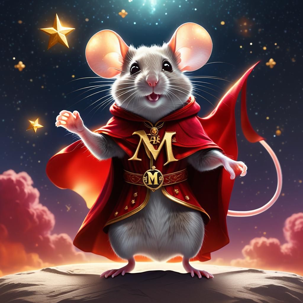 Vibrant Cyberpunk-Inspired Hero Mouse in Flight