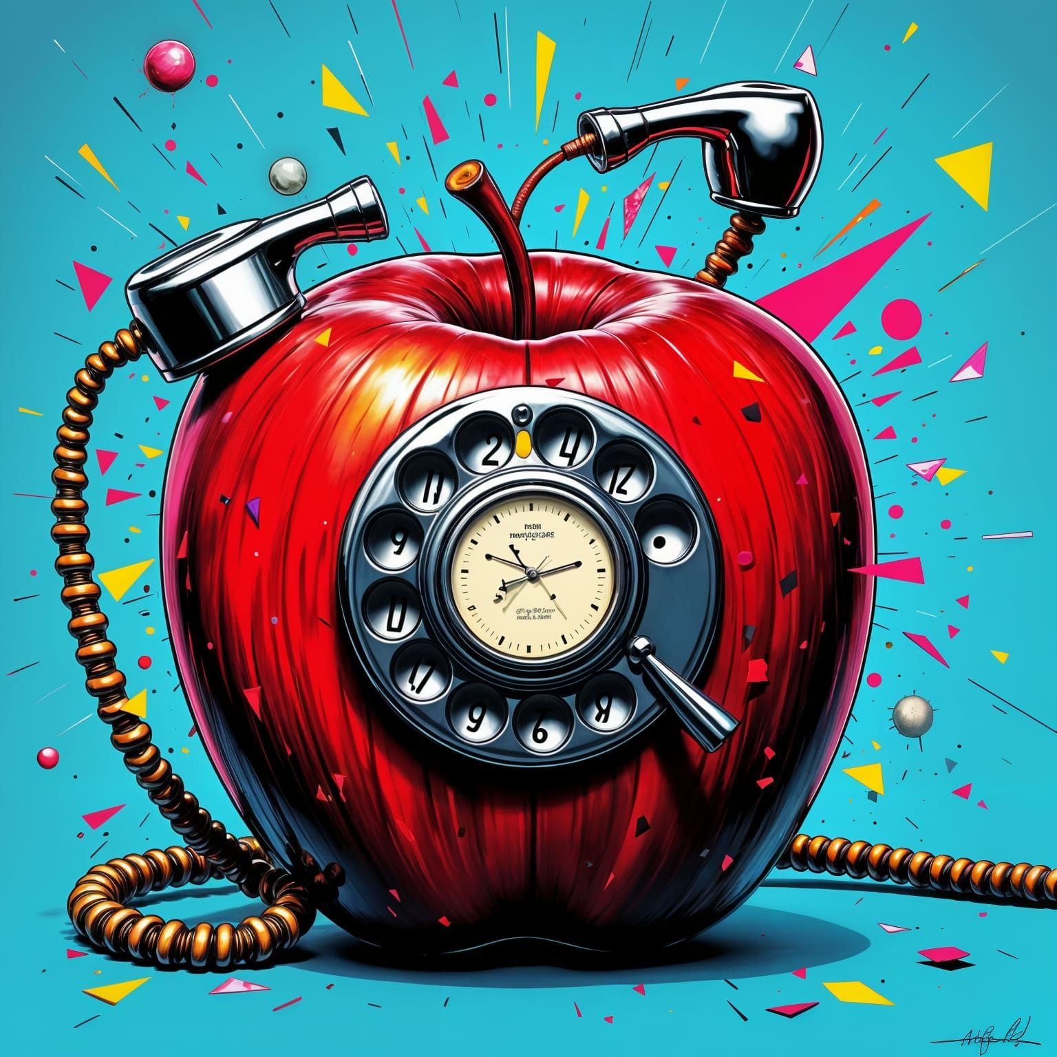 Apple Telephone in Pop Art Style