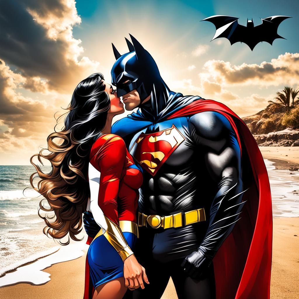 Superwoman kissing Batman