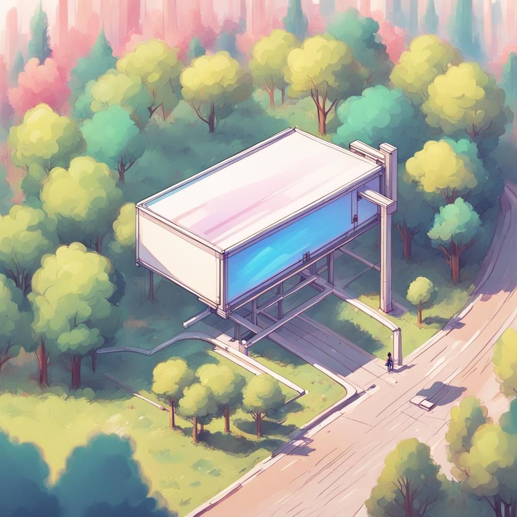 Isometric Billboard Cutaway in Cartoon Concept Art Style