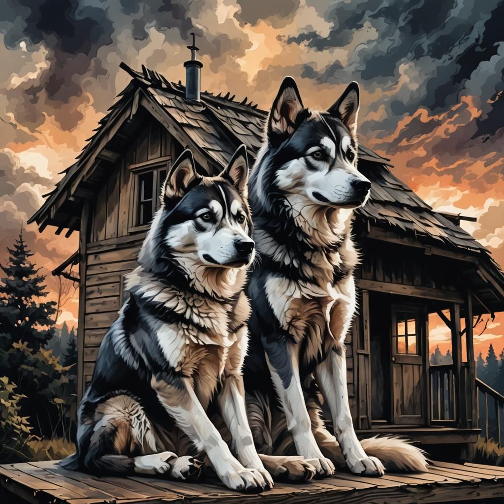 A Husky dog is sitting