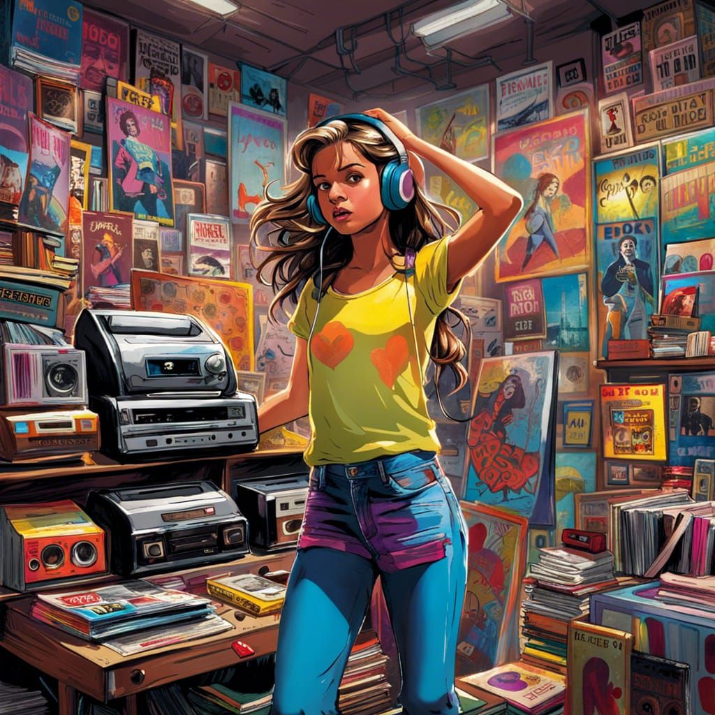 Hearing music in an 80s shop