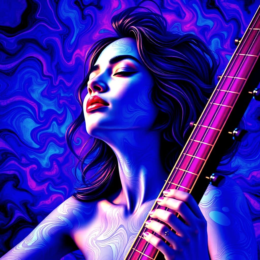 Psychedelic Sitar Waves Interacting with the Human Form