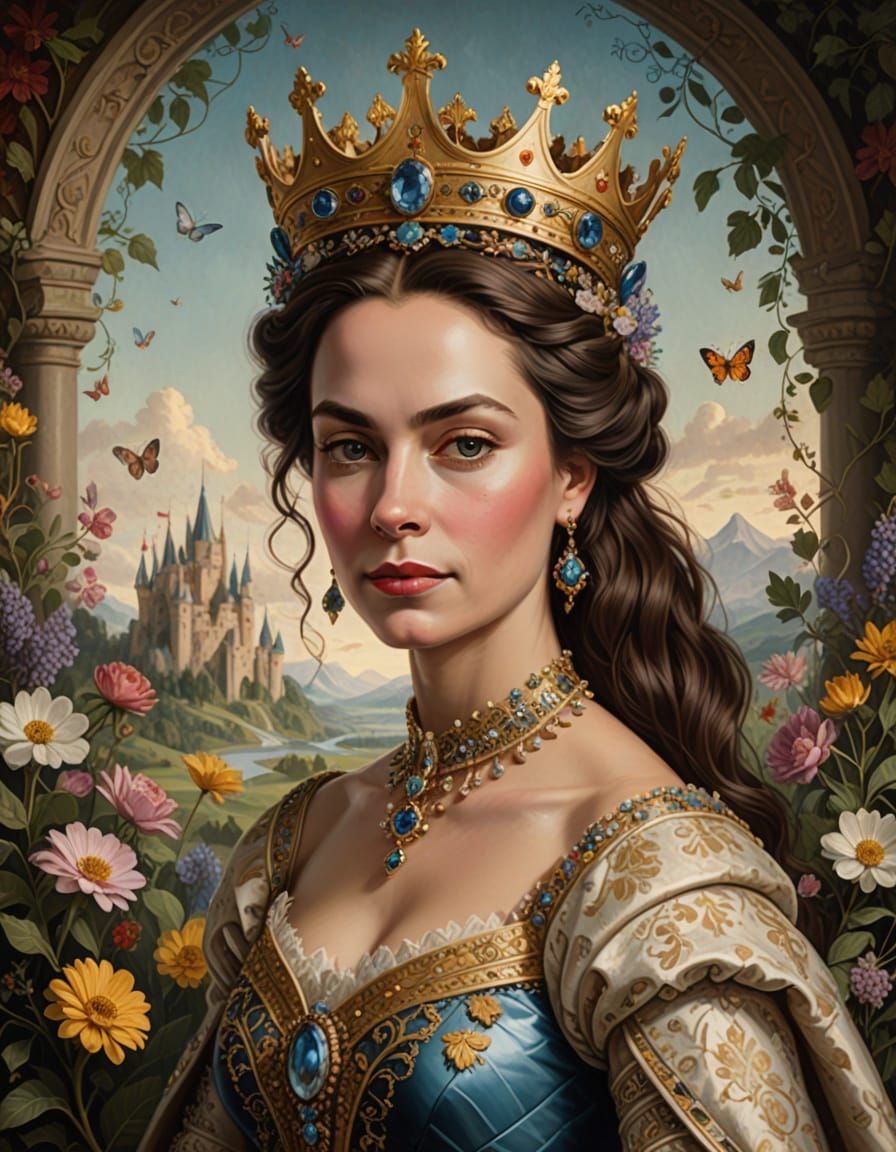 Whimsical Portrait of a Regal Queen