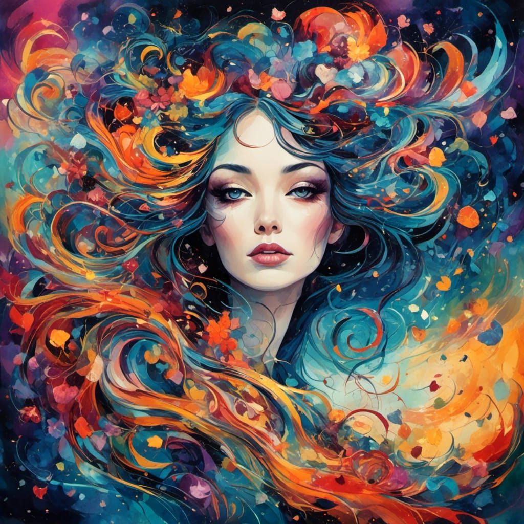 colorful watercolor portrait