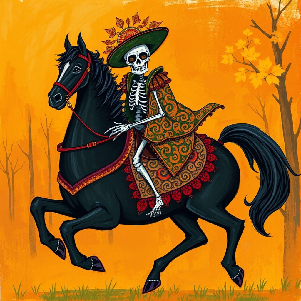 Dia De Muertos Sugar Skull Horse Rider