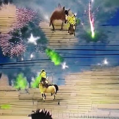 Shrek and Donkey in Anime Style with Fireworks