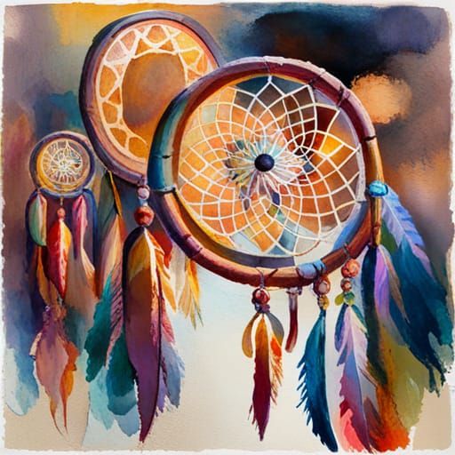 Dreamcatchers in Gouache and Watercolor Style