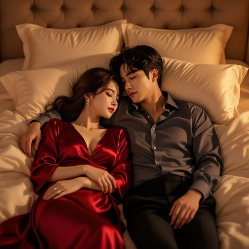 Romantic Korean Couple in Golden Light