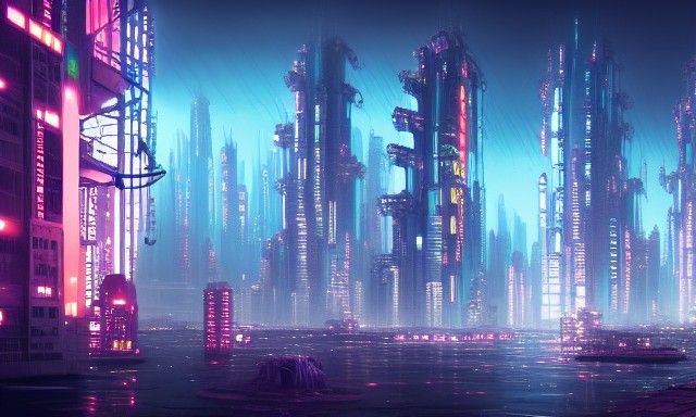 Cyberpunk Floating City in Space: Hyperrealistic Digital Art