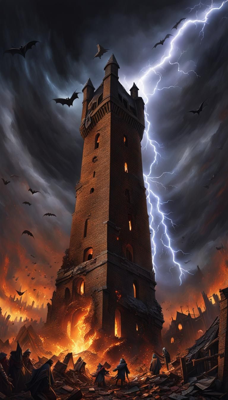 Epic Tarot Card: The Tower Destruction