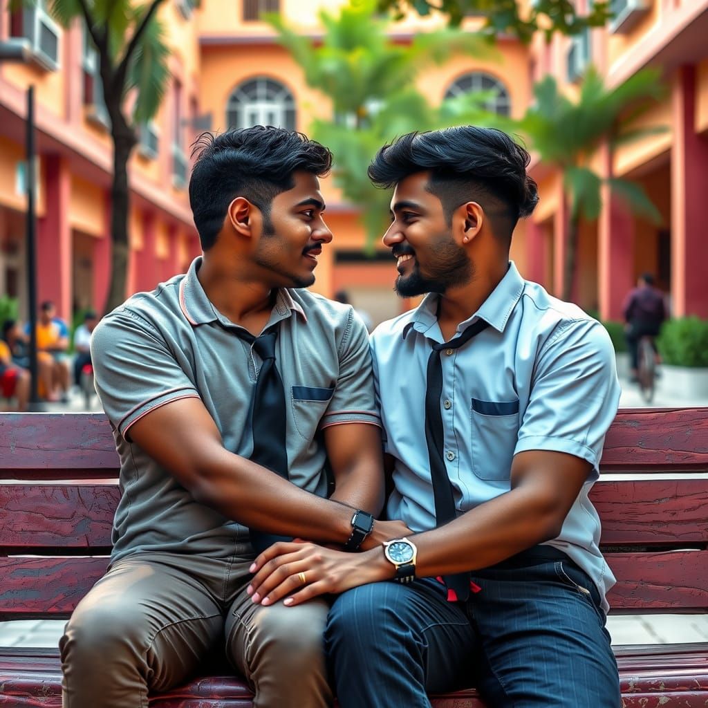 South Indian Men in School Uniforms: Hyper-Realistic Art