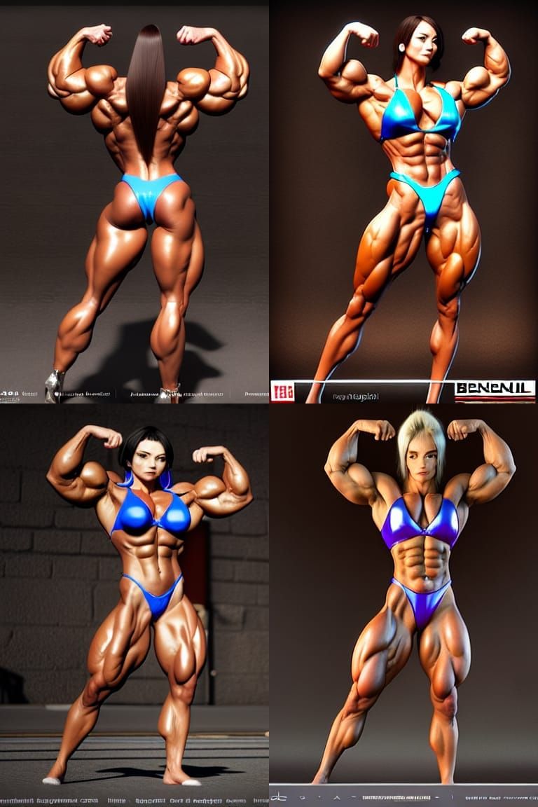 Female Bodybuilder as Digital Illustration