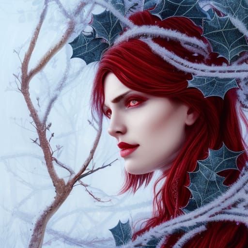 Winter Witch Portrait in Hyperdetailed Style