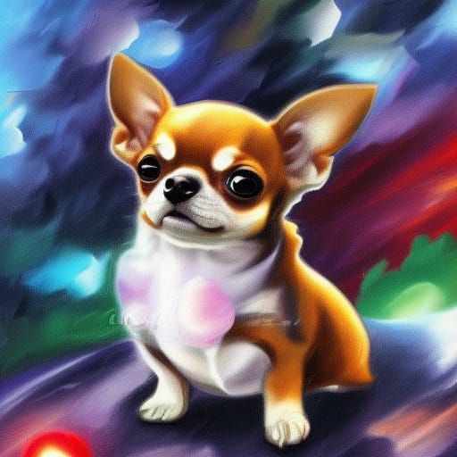 Teacup Chihuahua in Cloudcore Gamercore Style