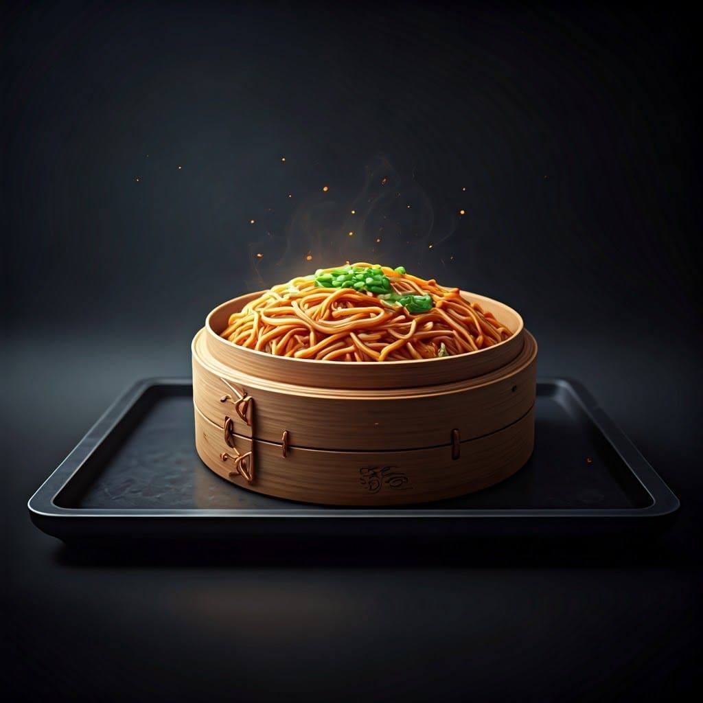 Futuristic Chow Fun in Cinematic Lighting