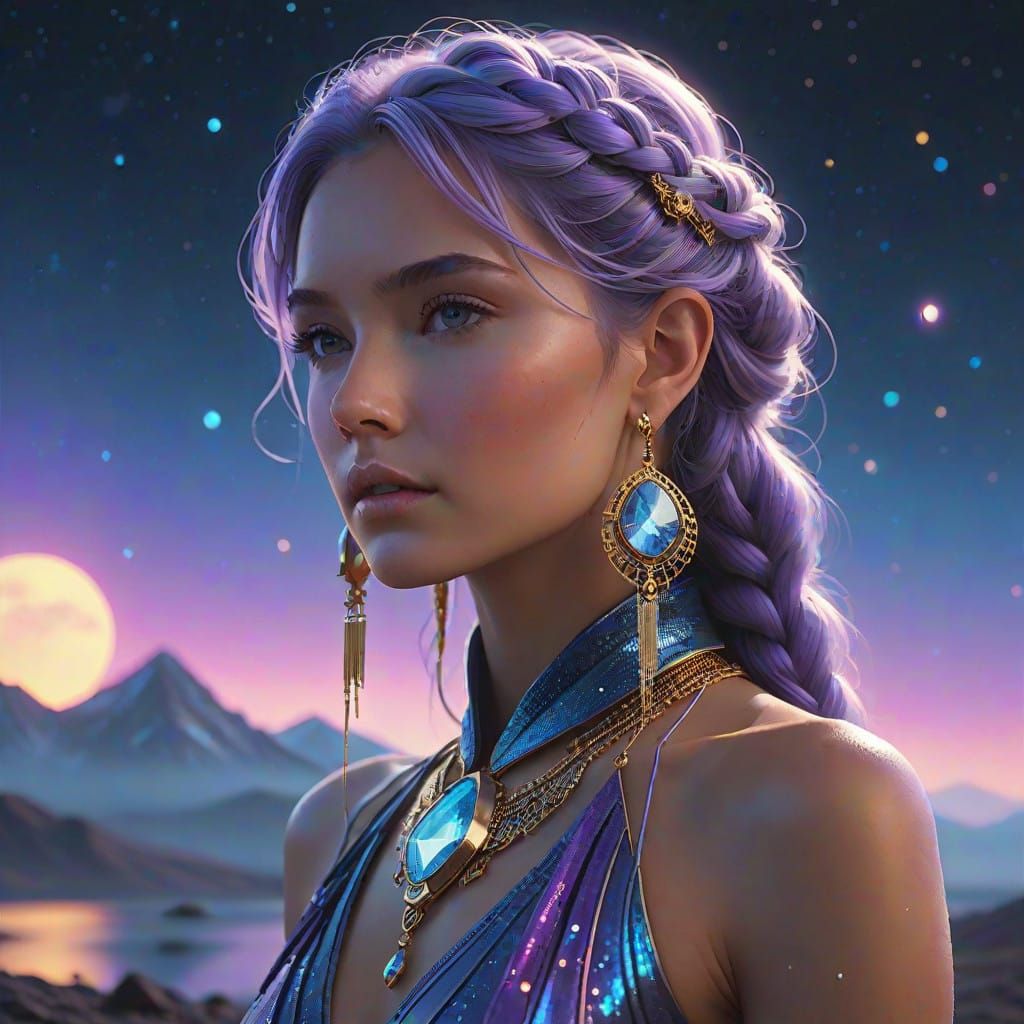 Ethereal Goddess in Cosmic Beauty